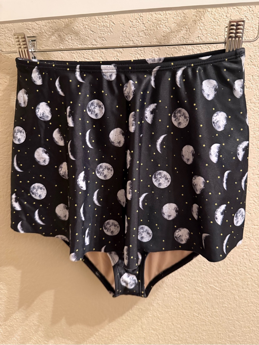 Moon-Print High-Waist Swim Skirt - Black